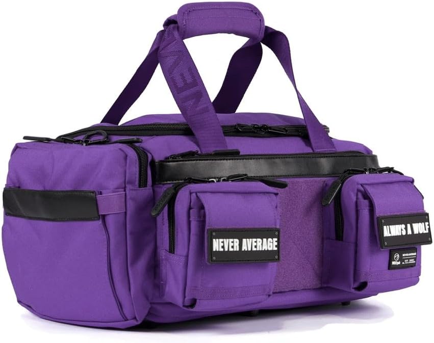 WOLFpak 20L Mini Duffle Bag for Gym & Travel | Waterproof Carry-On Weekender Bag with Shoe Compartment, Hard Bottom, and Tactical Molle System (Wolfsbane)