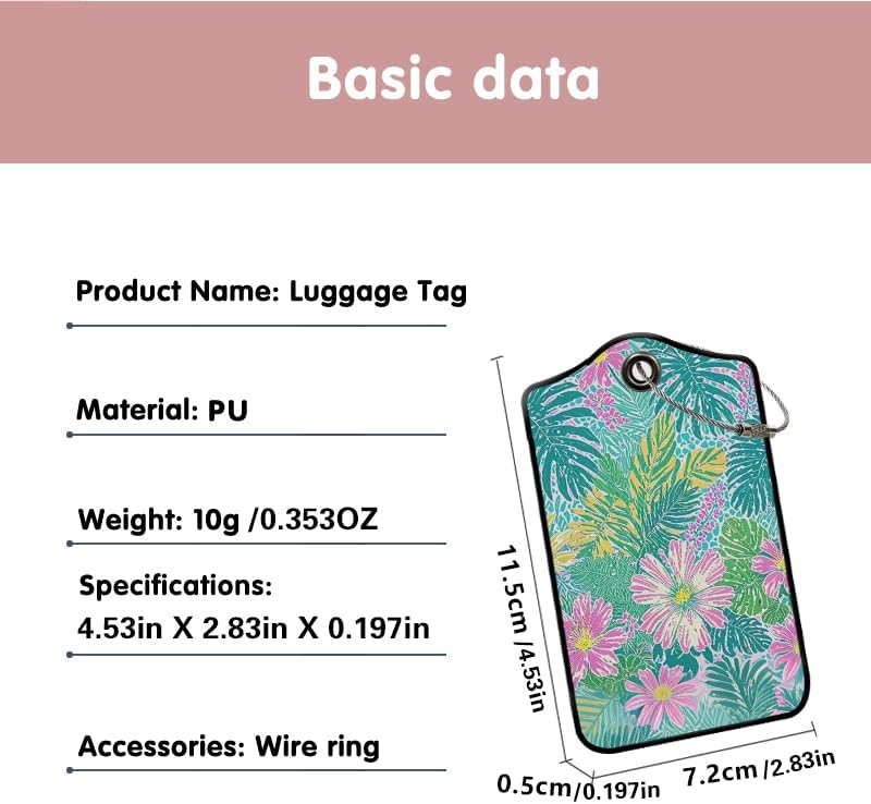 2 Pcs Luggage Tags for Suitcases PU Leather Cruise Ship Luggage Tags with Privacy Cover Label Address Card and Durable Metal Ring Suitable for Men Women Handbags Backpacks (Green Pink Yellow)