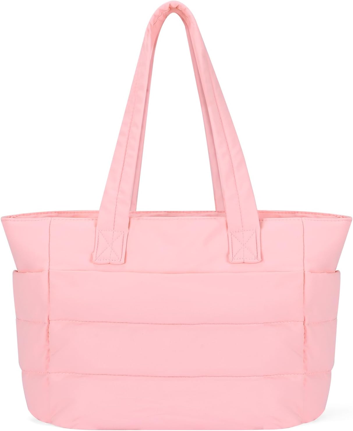 Puffer Tote Bag with Zipper for Women, Lightweight Quilted Handbag with Laptop Compartment for Work Nurse