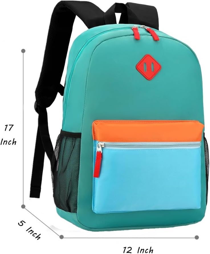 Kids Backpack Elementary School Backpacks 5-9 Years for Boys and Girls with Chest Buckle (Lake Green Blue, Large-17 H)