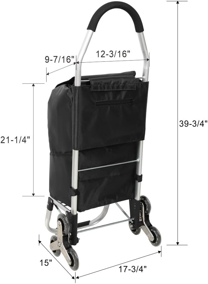 Heavy Duty Foldable Shopping Trolley with Stainless Steel Triangular Wheels Oxford Waterproof Cart
