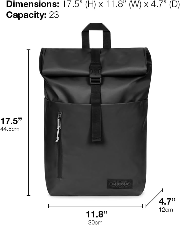 EASTPAK Up Roll – 23L Roll-Top Backpack with 16" Laptop Sleeve, Security Pocket, Bottle Holder & Water-Resistant Finish, Tarp Khaki