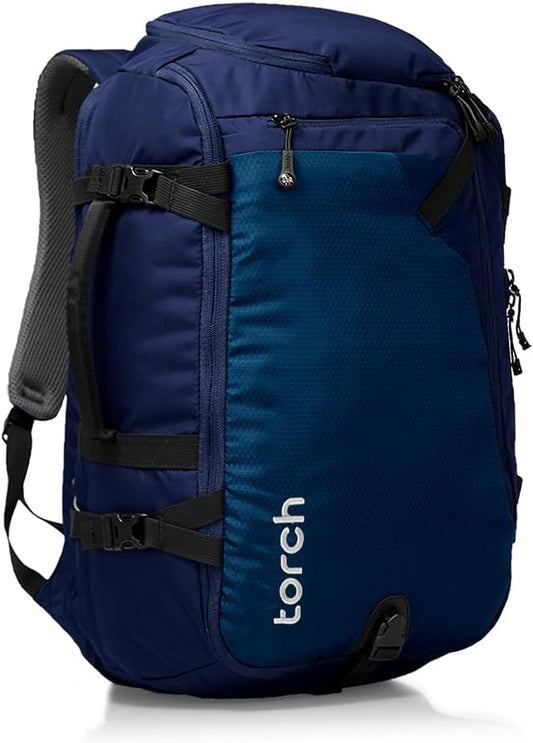 torch Travel Backpack 40L – TSA Friendly Flight Approved, Carry-On Waterproof Hiking Daypack with Rain Cover – Lightweight Rucksack for Camping, Trekking, Outdoor Adventures – Takahagi(Blue)