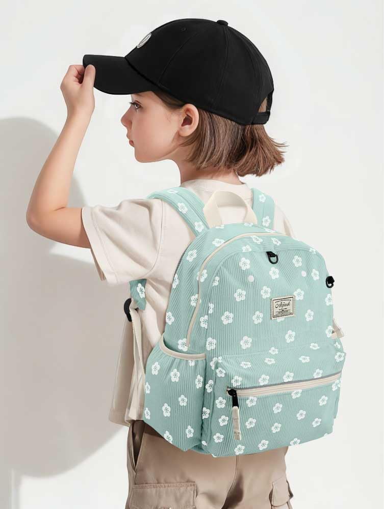 Corduroy Kids Backpack for Girls 6-10: Girls Backpacks for Elementary Kindergarten 15” H Fit Folder
