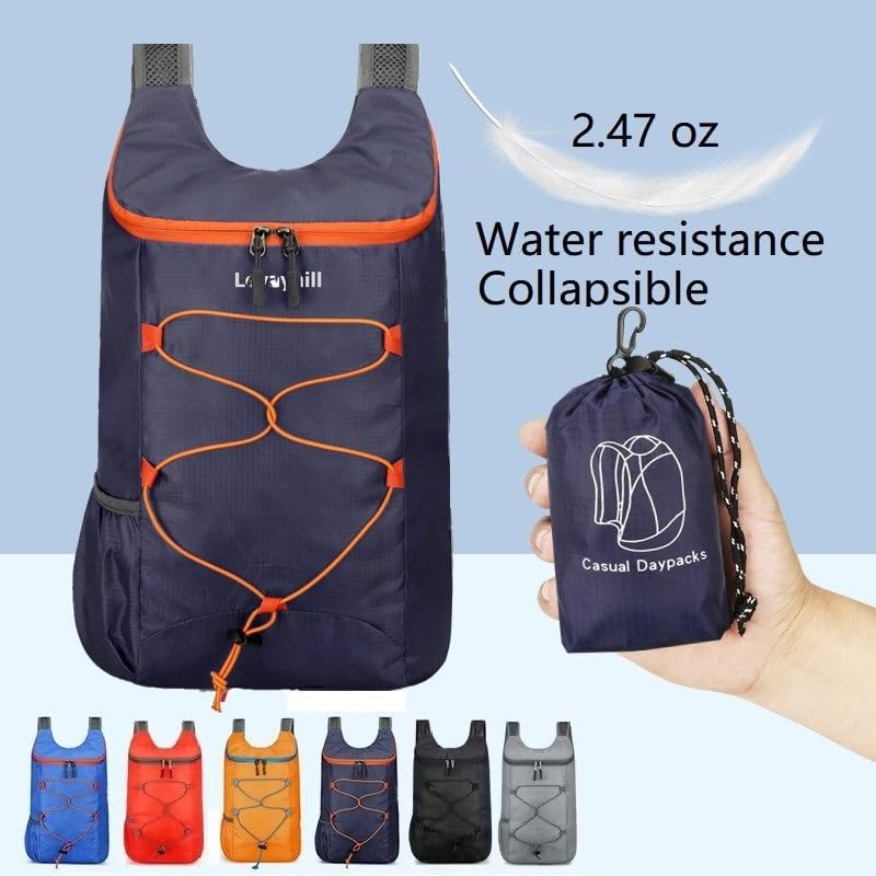16L Lightweight Foldable Hiking-Backpack Small Packable-Daypack For Travel,Ultralight Water-Resistant Gym Bag Men Women Easy Carry-on (Dark Blue)