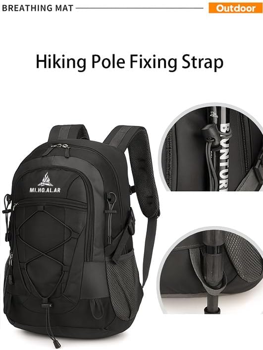 30L Lightweight Camping Backpack – Foldable Water-Repellent Hiking Daypack for Travel, Trekking, Climbing – Durable Polyester Packable Rucksack with Chest Strap & Side Pockets (black)
