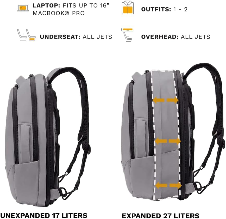 Knack Small Series 2 Laptop Backpack Fits up to 16 Inch Laptops - Knack Bags Carry-On Backpack, TSA Approved, Expandable Travel Backpacks With 2 Day Outfit Capacity, Alloy Gray