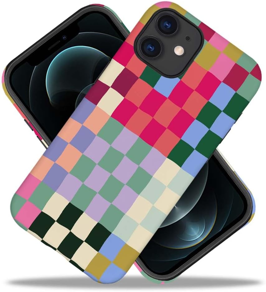 SEized Case Compatible with for iPhone 12,Colorful Checkerboard Phone Case for Girl Women Boy Men,Durable Protection Case for iPhone 12