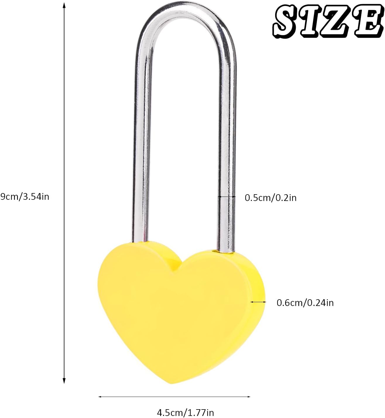 50PCS 3.5" 50mm Love Lock Heart Padlock,Yellow Single Heart Lock for Lovers Wedding,Valentines,Anniversary,Travel(NO Key)