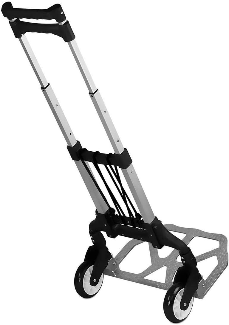 Mount-It! Folding Hand Truck and Personal Dolly, Foldable Aluminum Trolley Cart, 165 Lb Capacity Heavy Duty Dolly with Wheels of Rubber for Moving, Comfortable Telescoping Handle for Indoor Outdoor