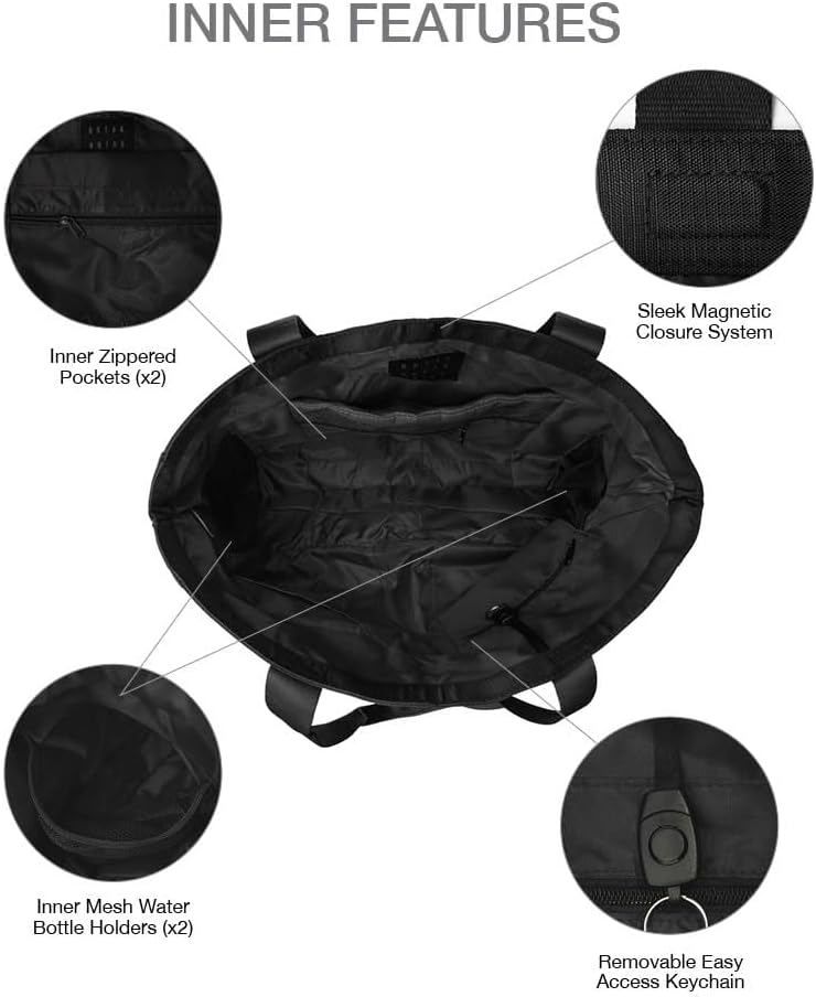 Universal Tote Bag, Foldable Nylon Shoulder Bag for Work and Errands - Water Bottle Holder, Multiple Pockets