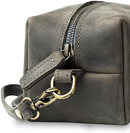 PEGAI Personalized Leather Travel Toiletry Bag for Men | Handmade Top Grain Distressed Dopp Kit, Mens Toiletry Bag, Shaving Kit Case Travel Organizer - Lee (Rock)