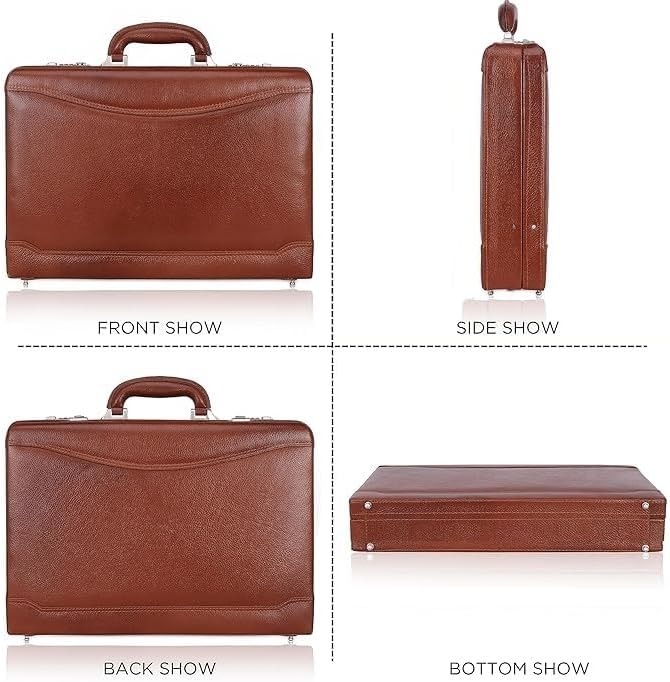 Full Grain Leather Briefcase Attache Case For Unisex Size L17xW3xH12 Inches Briefcase Bag