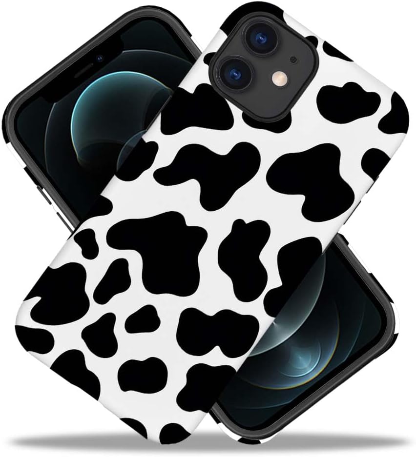 SEized Case Compatible with for iPhone 11,Black White Cow Pattern Phone Case for Girl Women Boy Men,Durable Protection Case for iPhone 11