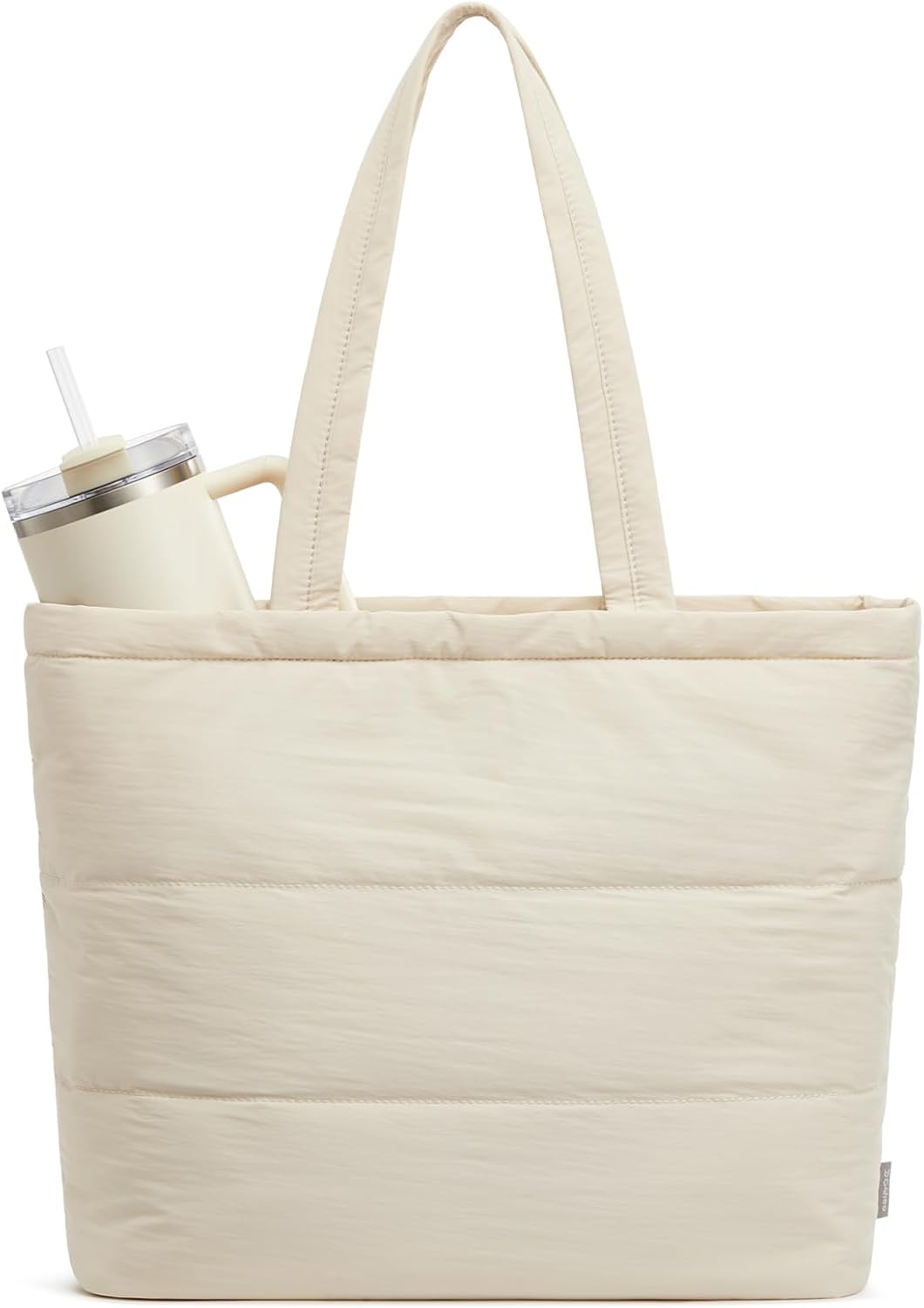 G4Free Tote Bag for Women, Puffer Casual Shoulder Bag with Cup Holder and Laptop Compartment for Travel, Work, Gym