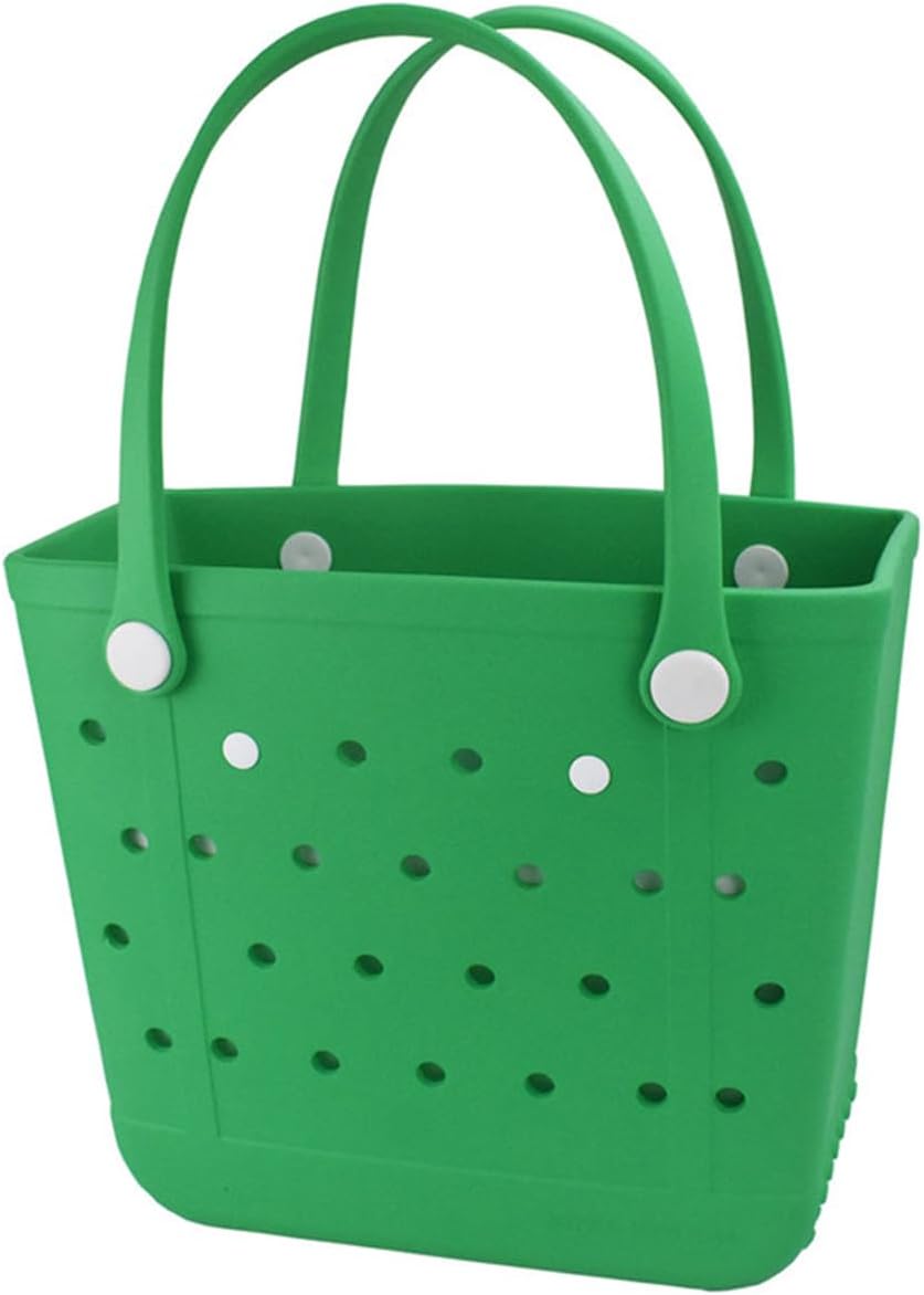 Medium Rubber Beach Bag, Waterproof Tote Bags Washable Sand-proof Travel Hand Bags for Pool Boat Work Sports
