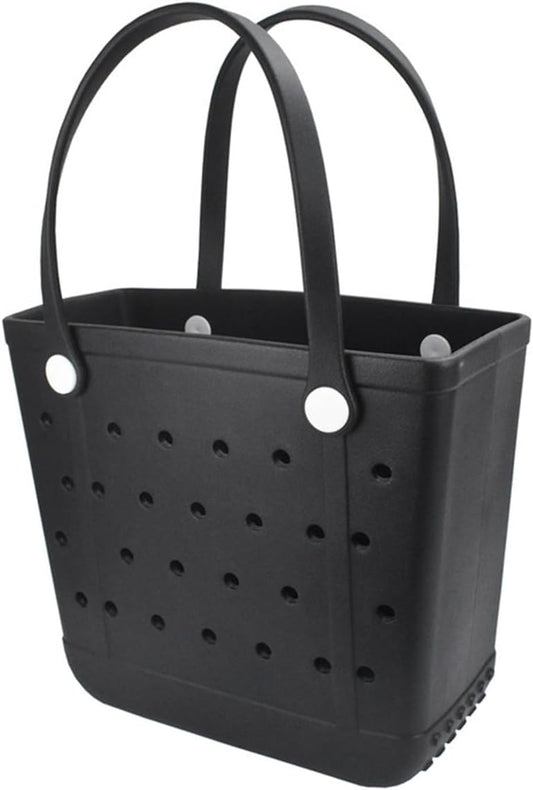 Medium Rubber Beach Bag, Waterproof Tote Bags Washable Sand-proof Travel Hand Bags for Pool Boat Work Sports