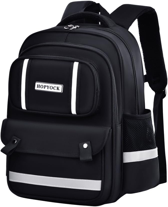 HOPYOCK-School Bags for Boys and Girls,Multi-Pocket Unisex Elementary School Backpack with
