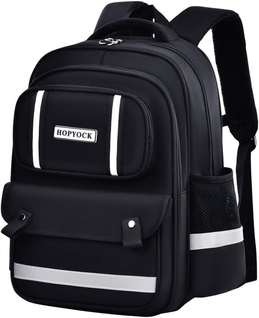 HOPYOCK-School Bags for Boys and Girls,Multi-Pocket Unisex Elementary School Backpack with Reflective Design,Kids Backpacks Fit for 4-12 Years Old