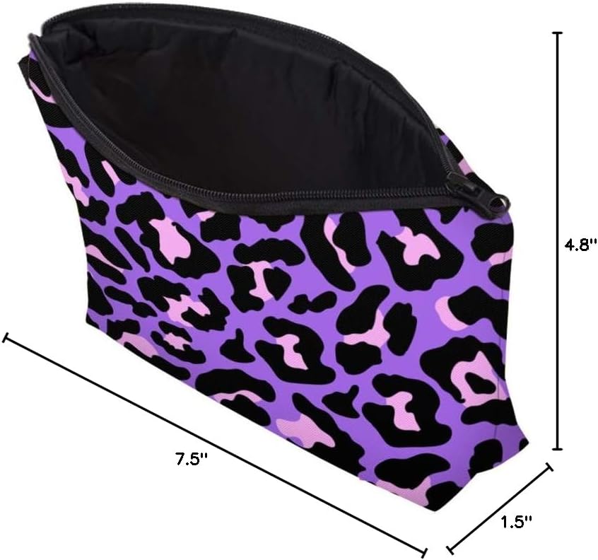 Cute Travel Makeup Bag Cosmetic Bag Small Pouch Gift for Women (Cheetah Print Purple)