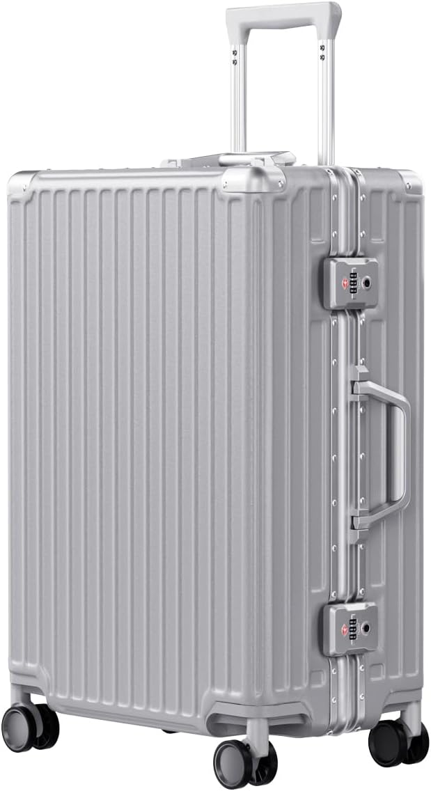 AnyZip Luggage PC+ABS Aluminum Frame Zipperless Checked Luggage Hard Shell Suitcase with TSA Lock