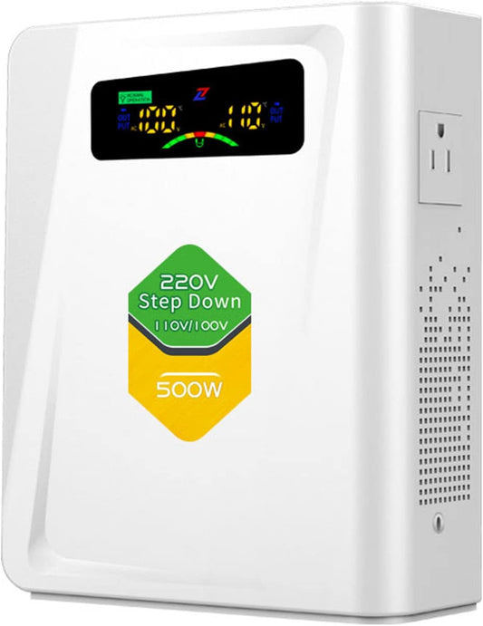 Voltage Converter 220 to 110 Step Down Transformer 500W Adapter, No Noise, Ten Protection Functions, Suit for Coffee Machines, Rice Cookers and Other US Appliances Used in Europe