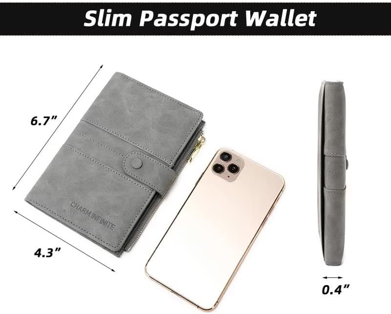 Mudono Passport and Card Holder for Women RFID Blocking Card Case Slim Travel Wallet Change Purse