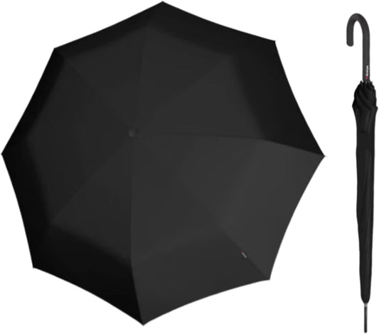 Knirps T.760 Stick Automatic Auto Open Rain Umbrella With Curved Handle - Windproof Travel Cane With Automatic Open Button - For Adults - 107cm Diameter