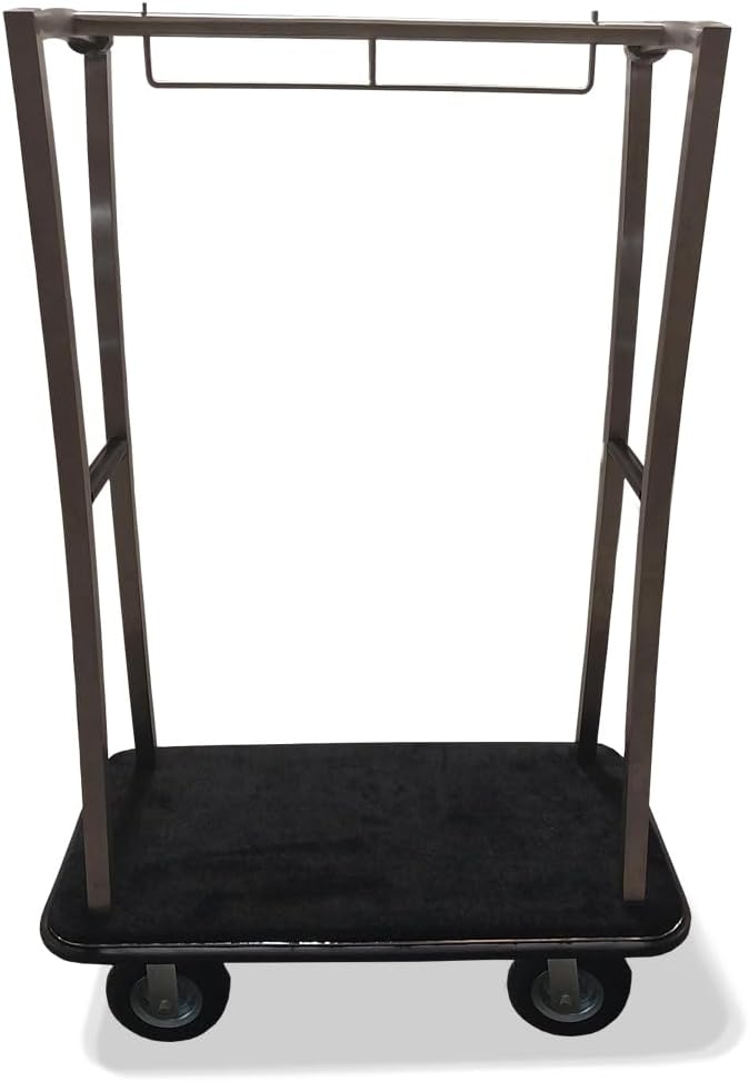 MonarchCarts Hotel Luggage Cart, Premium Quality Stainless Steel, Full Wrap-Around Bumper, 1.25in Tubing, 8in Inflatable Wheels, 1500lbs Capacity - Hotel Bellman’s Cart Ideal for Valet Luggage
