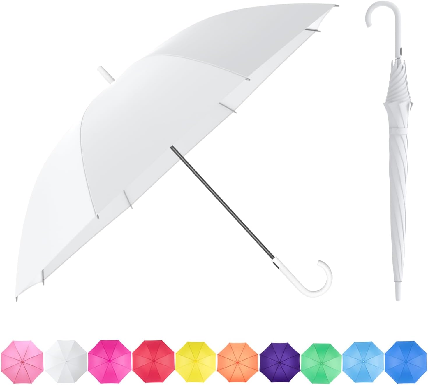 RUMBRELLA UV Stick Umbrella Auto Open UPF 50+ with J Hook Handle 51IN