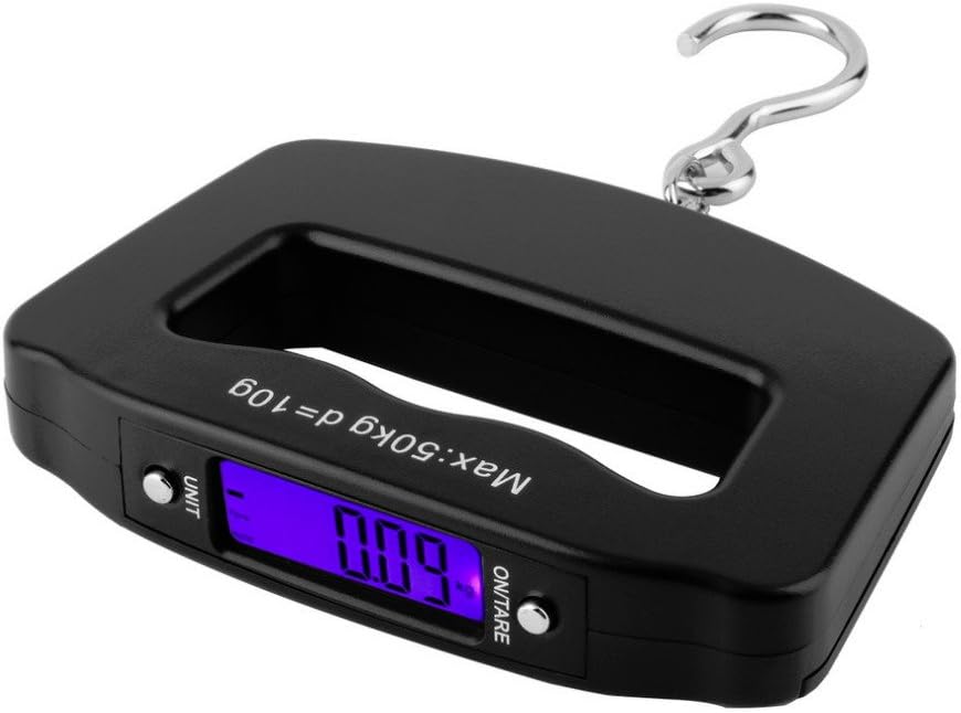 Meichoon Digital Luggage Scale 110lb /50kg, Portable Mini Electronic Scale with Fishing Hook Tare Function Backlit LCD Display for Home Farm Factory Hunting Outdoor C42