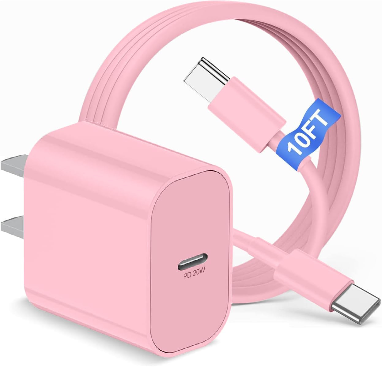 iPhone 17 16 15 Charger Block and 10ft Type C to C Cable Cord Long, 20W USB C Fast Charging Plug for Apple iPhone 17 Pro Max/17 Air/16 Pro Max/16 Plus/15 Pro/15/AirPods/iPad/Mini Wall Cube Brick Box
