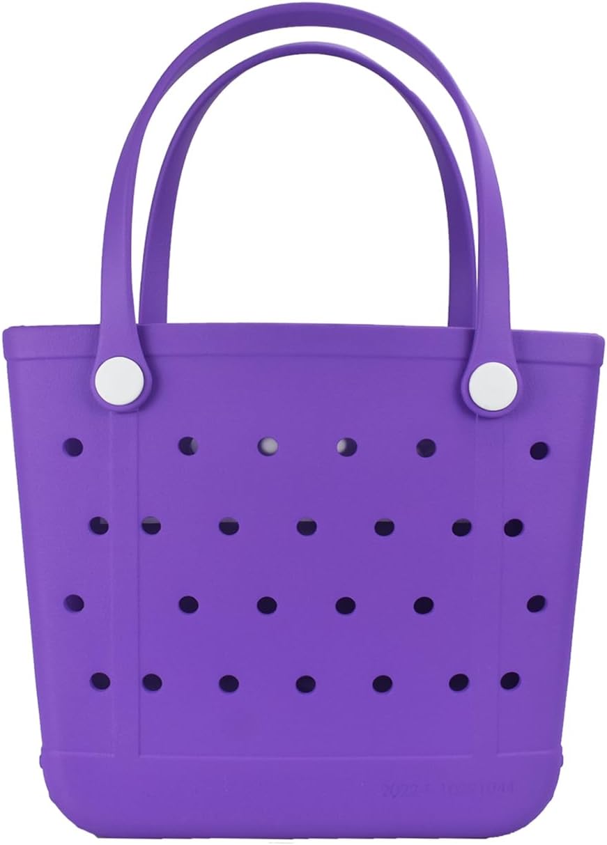 Medium Rubber Beach Bag, Waterproof Tote Bags Washable Sand-proof Travel Hand Bags for Pool Boat Work Sports