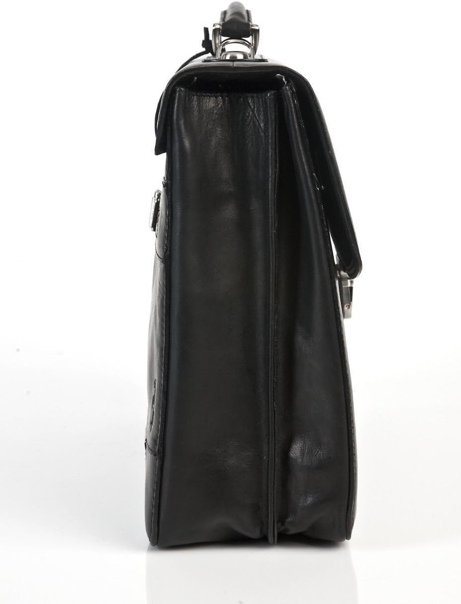 Tony Perotti Mens Italian Cow Leather Bella Russo Double Compartment Leather Laptop Briefcase