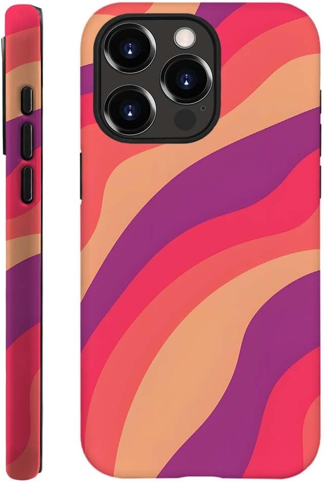 SEized Case Compatible with for iPhone 14 Pro Max,Pink Colorful Waves Abstract Swirls Phone Case for Girl Women Boy Men,Durable Protection Case for iPhone 14 Pro Max