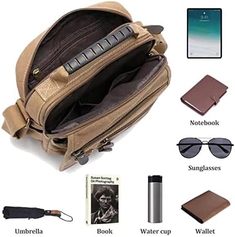 Mens bag Canvas Shoulder Bag Small Messenger Crossbody Bag Work Bag Vintage Multi-function