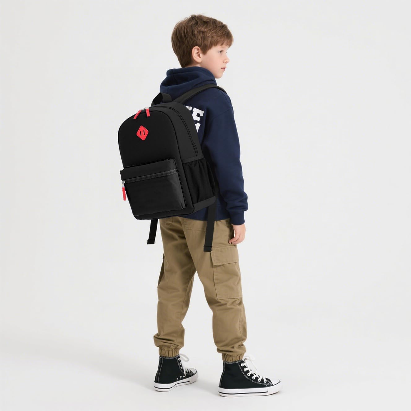 Preschool Backpack Kindergarten Toddler School Backpacks Primary School Backpack for Boys and Girls with Chest Buckle (Set Black, Large-17 H)