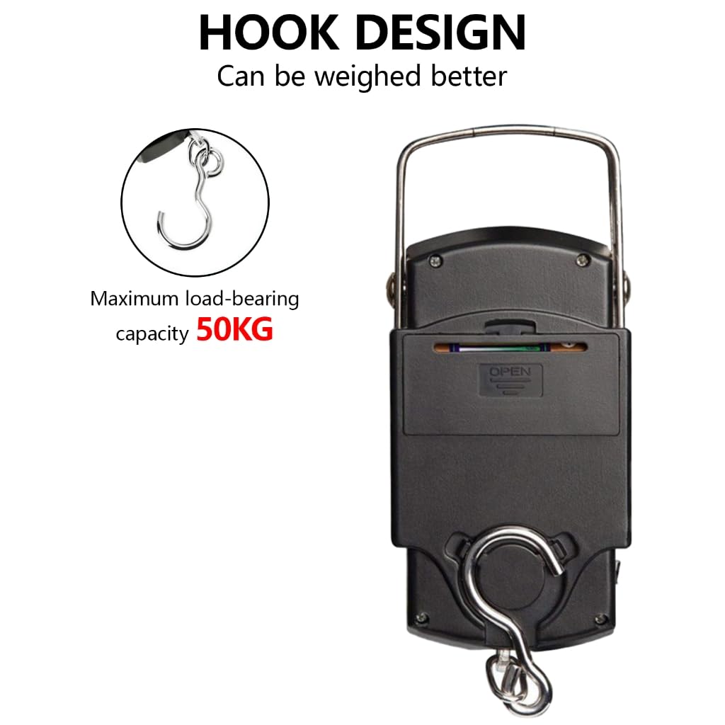 Portable Luggage Scale Electronic Weighing Digital Scale Fishing Hanging Hook Scale Tool Fishing Gift for Men Women