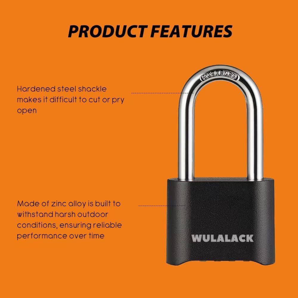 Outdoor Combination Lock, Heavy Duty Weatherproof Pad Locks with Code, Resettable Padlock