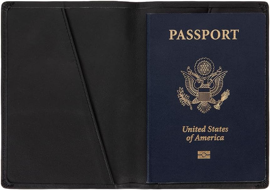 Silent Pocket RFID Blocking Black Leather Passport Wallet - Secure Your Information, Great for Travel