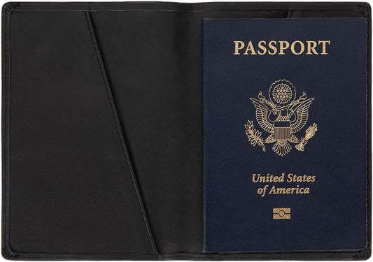 Silent Pocket RFID Blocking Black Leather Passport Wallet - Secure Your Information, Great for Travel