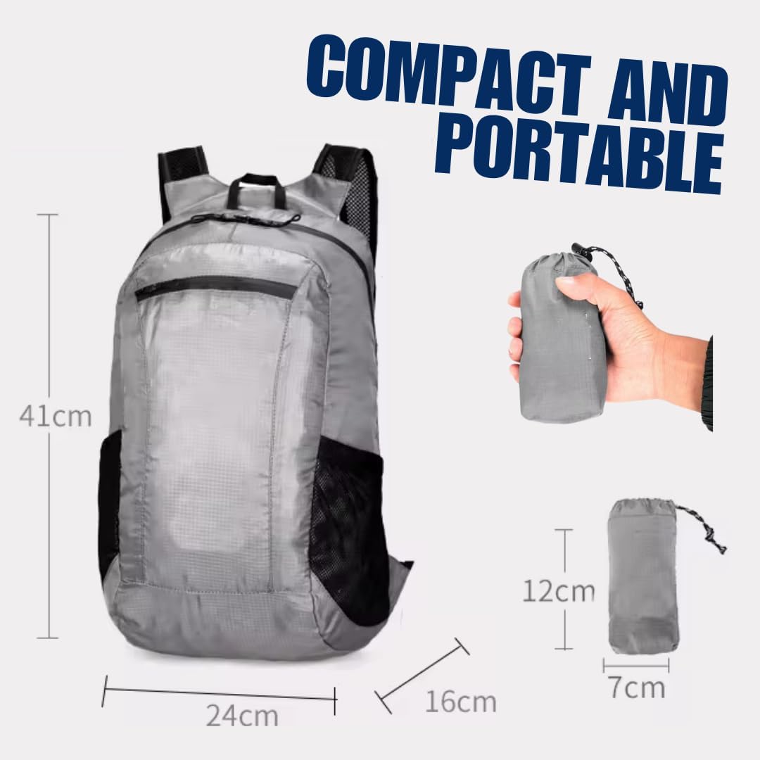 Generic Authentic Joy 20L Water Resistant Lightweight Hiking Daypack, Packable Backpack, Multiple Colors (Black)