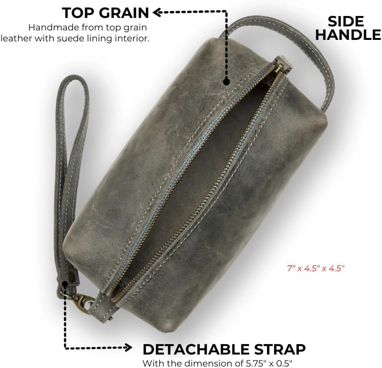 PEGAI Personalized Leather Travel Toiletry Bag for Men | Handmade Top Grain Distressed Dopp Kit, Mens Toiletry Bag, Shaving Kit Case Travel Organizer - Lee (Tan)
