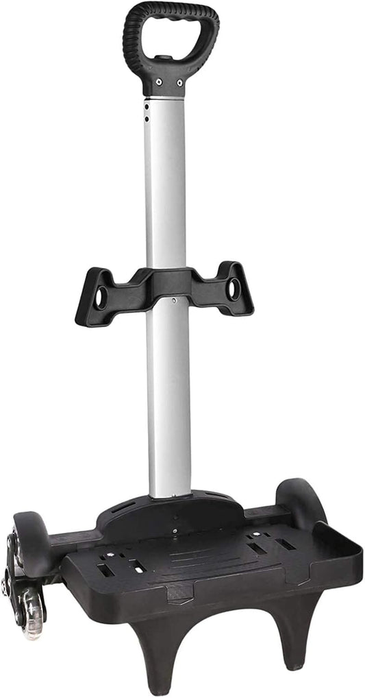 Backpack Trolley, Wheeled Trolley Aluminium Alloy Foldable Hand Cart with Border Base 6 Wheels Rolling Luggage Carts for Kids Teens Adult School Travel (6 Wheels with Edge Guard)