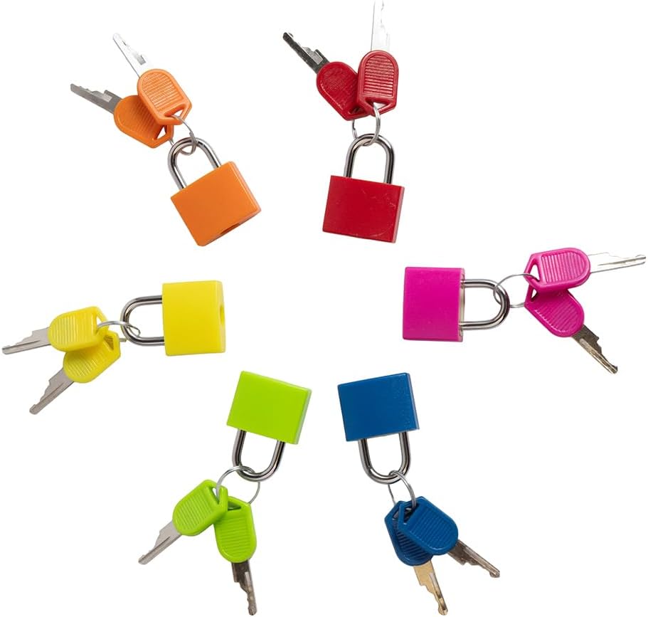 6PCS Suitcase Locks with Keys, Luggage Locks with Keys, Metal Luggage Padlocks, Mini Locker Lock (6 Colors)