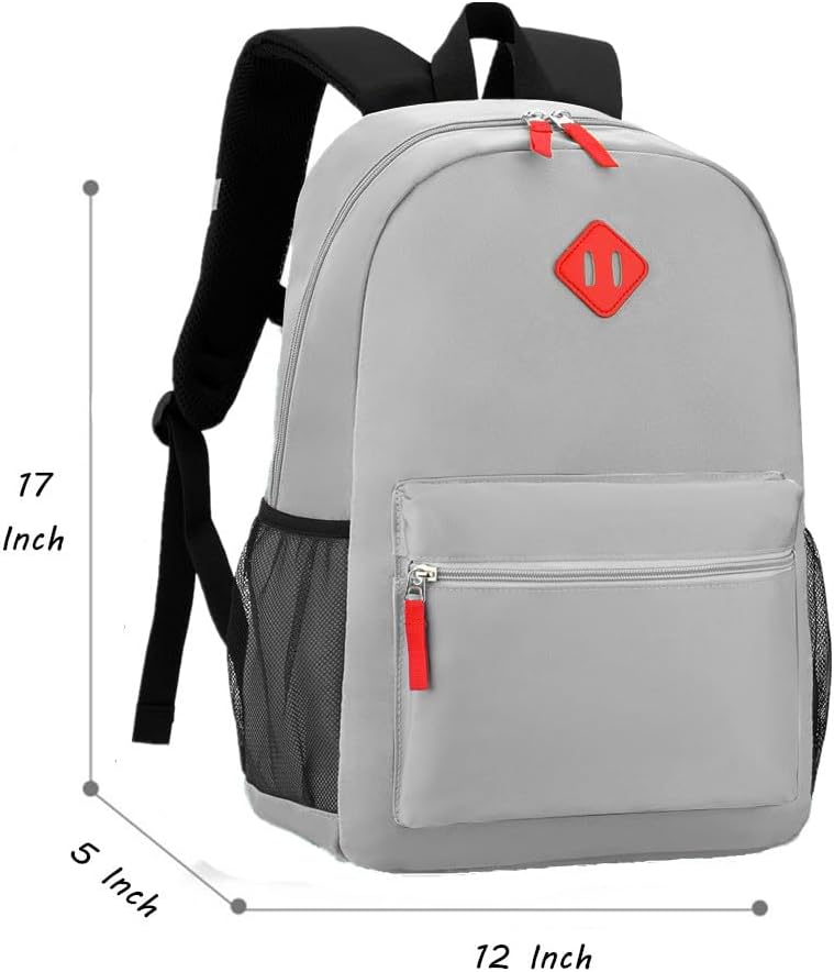 Preschool Backpack Kindergarten Toddler School Backpacks Primary School Backpack for Boys and Girls with Chest Buckle (Set Light Grey, Large-17 H)