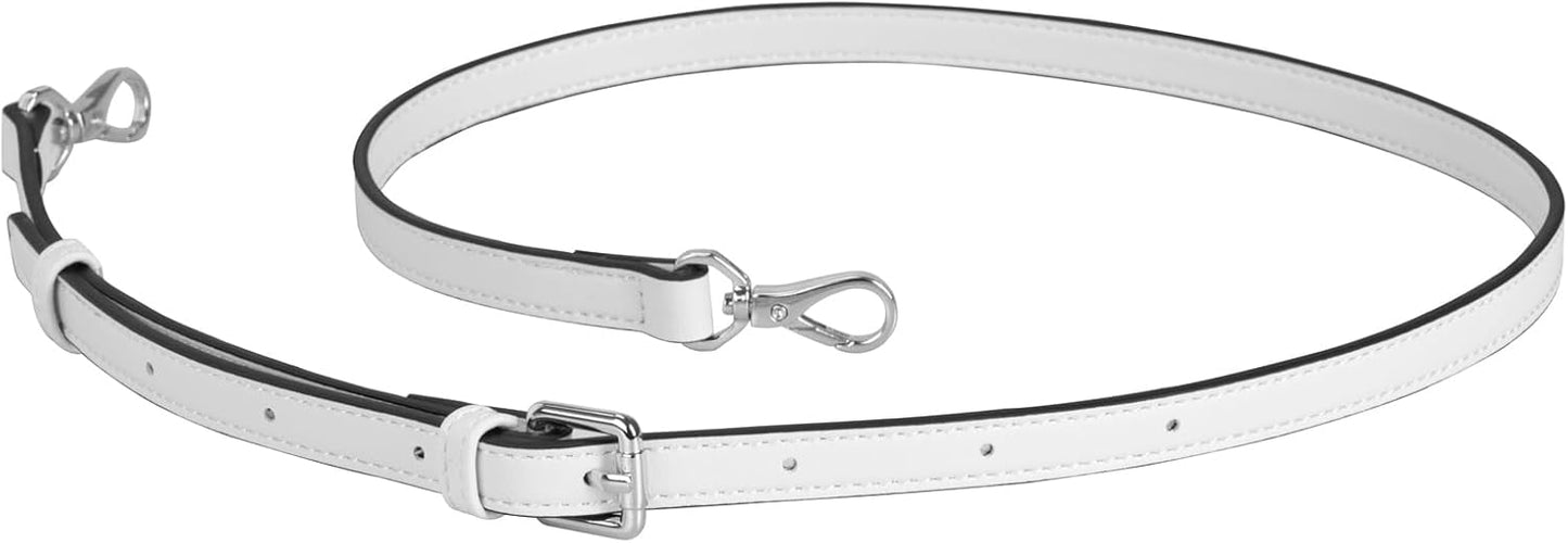 Allzedream Leather Purse Strap Replacement Crossbody Handbag Long Adjustable (White, Silver Hardware)