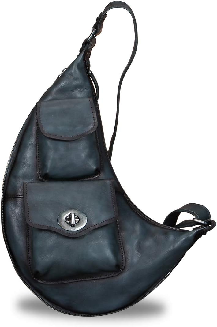 Genuine Leather Large Sling Bag for Men and Women Vintage Real Leather Sling Backpack Shoulder Crossbody Bag Chest Bag