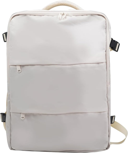 Travel Backpack for Women & Men, Waterproof Carry On Backpack Airline Approved Laptop Backpack Fits 15.6 Inch Laptop, Business Computer Bookbag for Work, College, Travel (Ivory, Large)