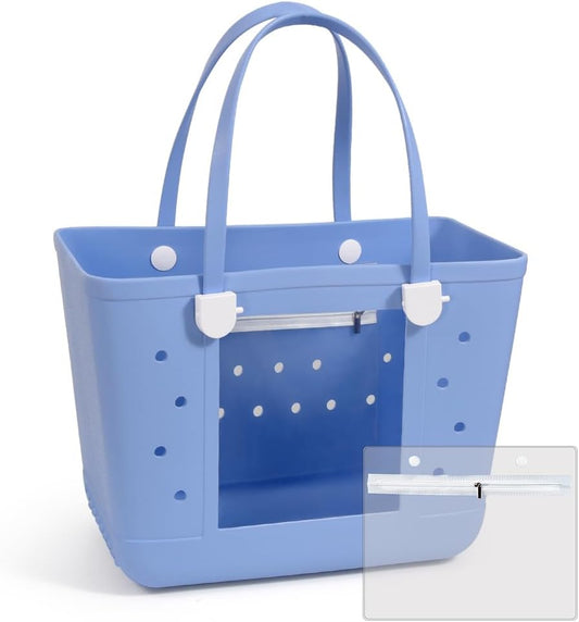 Rubber Beach Bags with Visual Window, Extra Large Waterproof Sandproof Rubber Tote Bag for Pool,Boat & Travel